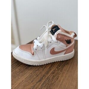 NIKE AIR JORDAN 1 MID (GS) WHITE-ROSE GOLD KIDS SZ 11C Streetwear Hipster Iconic